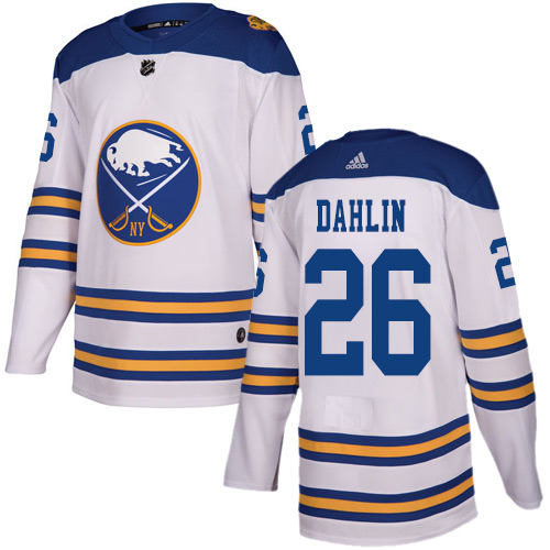 Men Adidas Buffalo Sabres #26 Rasmus Dahlin White Authentic 2018 Winter Classic Stitched NHL Jersey->buffalo sabres->NHL Jersey